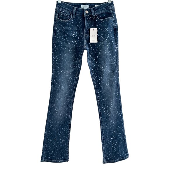 Rhinestone Mid Rise Bootcut Forever 21 Slim Fit Blue Jeans 26 - Picture 4 of 10